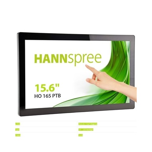 MONITOR OPEN FRAME M-TOUCH HANNSPREE LCD LED 15.6" WIDE HO165PTB 25MS MM FHD 1920X1080 700:1 BLACK VGA HDMI DP VESA