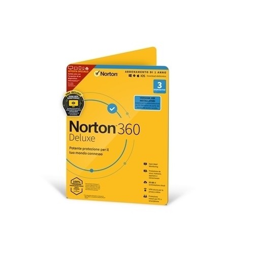 NORTON 360 DELUXE 2020 TECH BENCH BREVI ATTACH -- 3 DISPOSITIVI (21419563) - 25GB BACKUP