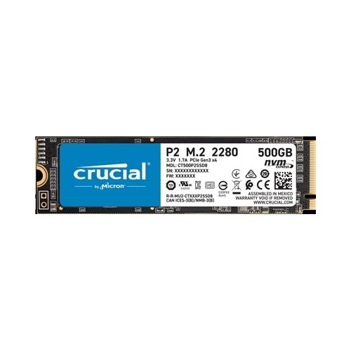 SSD-SOLID STATE DISK M.2(2280) 500GB PCIE3.0X4-NVME CRUCIAL P2 CT500P2SSD8 READ:2300MB/S-WRITE:940MB/S