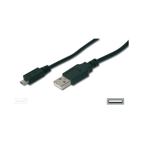 CAVO USB2.0 A-MICRO B M/M 1MT DIGITUS AK112001/DK/AK-300110-010 -S NERO CONNETTORE USB TIPO A MASCHIO/MICRO B MASCHIO